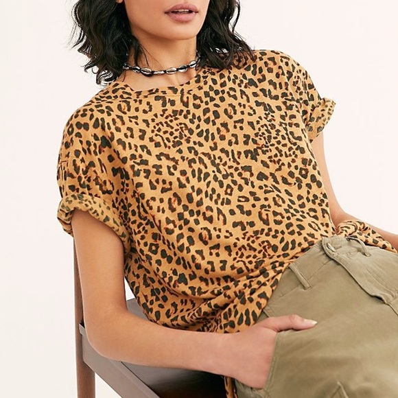We the Free | Oversized Clarity Tee, Lightweight Leopard Print Crewneck T-Shirt - Picture 1 of 9
